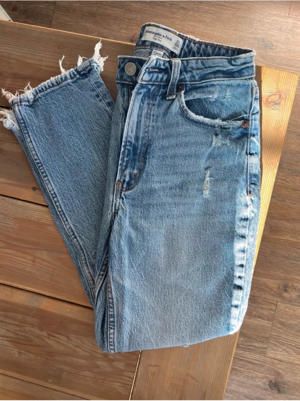 Abercrombie & Fitch Light Blue High-Rise Straight Jeans